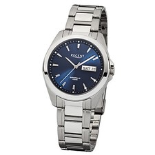 Regent Herren-Armbanduhr silber Analog F-526 Edelstahl-Armband URF526