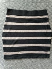 Neu Amisu Rock Minirock Winter Wolle Strick Stretch Streifen Schwatz Braun 