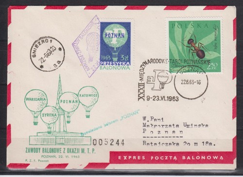 Ballonpost polen 1963 - polen,