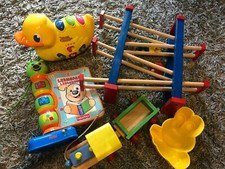 5tlg Set Erstes Spielzeug Lernspielzeug Lernspass Liederbuch Holz Zug Kugelbahn