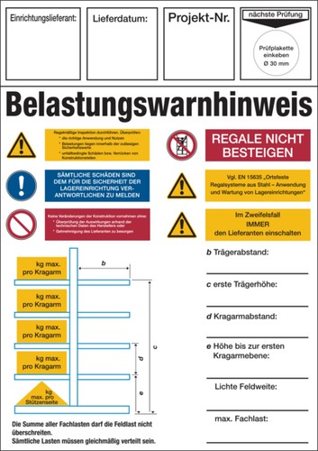 Regalkennzeichen mit