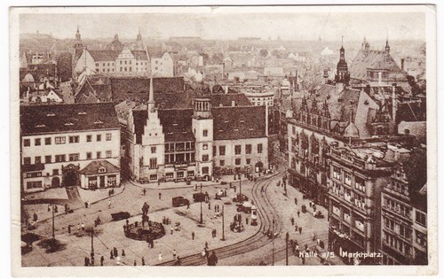 Halle saale marktplatz 1928 - ak,