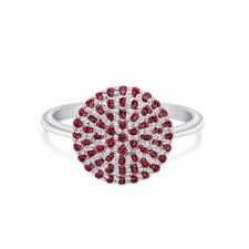 18k Echt Weißgold Natürlich Rot Rubin Edelstein Halo Cocktail Verlobungsring J06