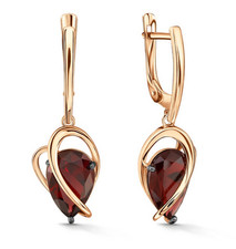 Neu*Russisches GOLD Rotgold 4,32g Echtschmuck 585 OHRRINGE mit Granat