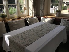 Tischläufer Tischdecke Blätter mediterran natur salbei Canvas Baumwolle 158x40