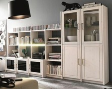 Massivholz Anbauwand Bücherregal Kiefer massiv Wohnwand Holz Regal Schrankwand