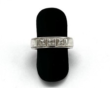 Fossil Ring 925/- Silber, simulierte Diamanten, Quadrat, 5 mm breit, Gr. 57