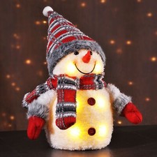 Schneemann Weihnachten Dekofigur Winter Schnee Figur Deko mit weissen LED
