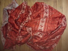 Winter Strickstoff orange rot bordeaux rose gemustert weich 150 VB x 170 cm