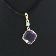 Wert 230 € Brillant Amethyst Anhänger in 585 14 Karat Gelb Gold