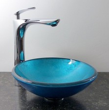 Aufsatz Glas Waschbecken blau