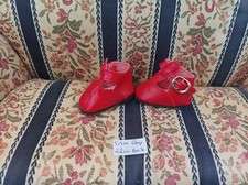 Puppenschuhe, Kunstleder, Meinesz, Spangenschuhe mit Lochmuster,rot, Größe 5