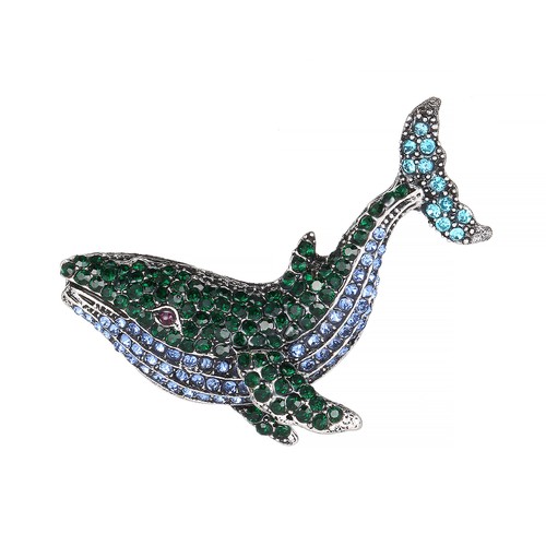 Brosche delphin silber - silber, türkis