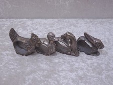 xCUZYb - 4 x Metall Design Serviettenring Tiere Huhn Ente Pferd Hase - Vintage