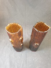 2 Retro Vintage Robert Leach my Lady Whitefriars Style Bark Brown Glass Vasen