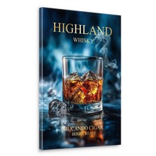 Whisky Glas Eis Leinwand Bild