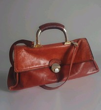 Vintage Firenze Tenderly Leder Hand Tasche Schultertasche Cognac Braun Italien