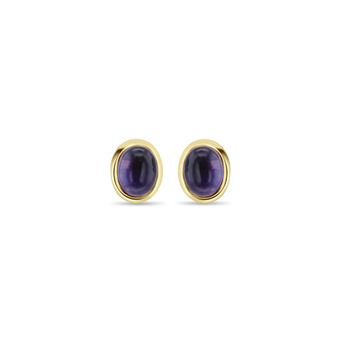 Amethyst cabochon ohrstecker - amethyst,