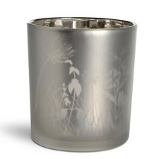 4 Teelicht Windlicht Silber weiß Gräser Hochzeitsdeko 7 x 8 Depot Kerze