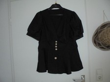 Damen Tunika schwarz mit Schösschen und Puffärmel 1XLCurve