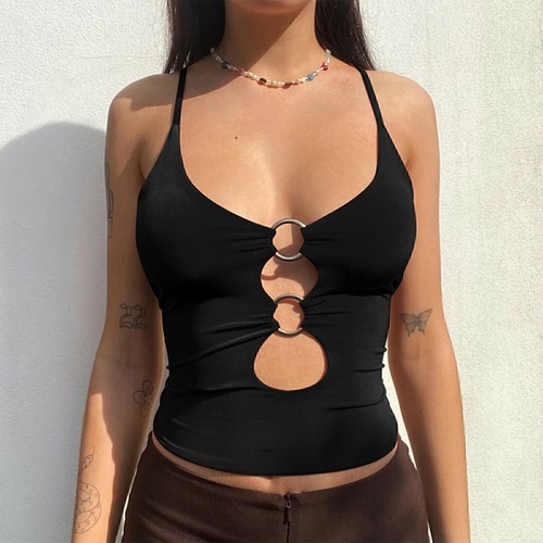 Women crop top low - crop, ring