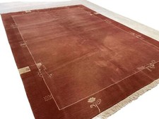 Nepal Handgeknüpften Teppich In  Rost Braun Moderne Design 350x250  Natur Wolle
