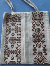 Große Tasche ,Stoffbeutel creme, braun Leinen, Handarbeit, Trachtenmotiv