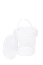 Eimer mit Deckel und Henkel 100 x 1L Transparent Plastikeimer Durchsichtig Leer