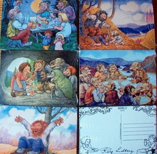 5 Karten Postkarten Trolle