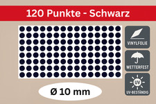 120 schwarze Klebepunkte 10mm – Vinyl Sticker rund selbstklebend wetterfest