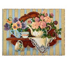 Gobelin Tapisserie Paneel Wandteppich Stilleben Rosen Paneel ohne Rahmen 45x33cm