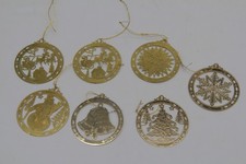 7er Set Christbaumschmuck Baum-Anhänger Weihnachten rund Messing gold Ornament