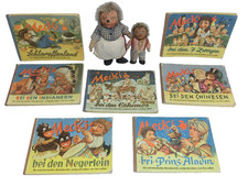 Original Vintage Mecki Bücher und Steif Figuren Set Sammlung