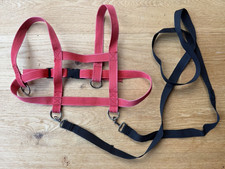 Pferdeleine Pferdegeschirr für Kinder zum Spielen verstellbar rot schwarz