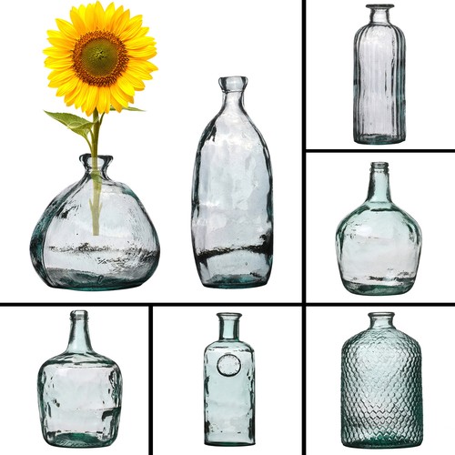 Blaue flasche glas blumenvase - flasche,