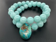 COLLIER + WECHSELSCHLIEßE AUS EDELSTAHL MIT AMAZONIT & CHRYSOKOLL SCHMUCKJAGD