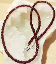 facettierte Granat Kette - 925 Silber - 78 Karat - 50 cm - facettiert - Rot