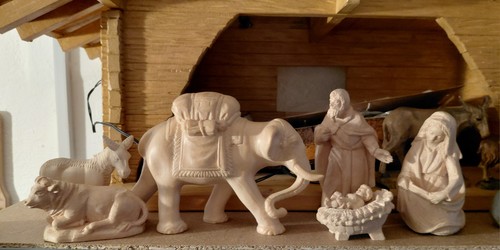 Holz krippenfigur elefant - krippenfigur,