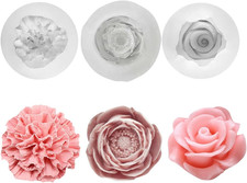 3 Stück Kerzen Formen Silikon Rosen Nelke Pfingstrose Silikonformen Gießformen F