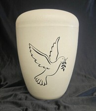 Bio-Urne Schmuckurne Friedenstaube schwarz Bestatter inkl. Versand u. Senkbänder