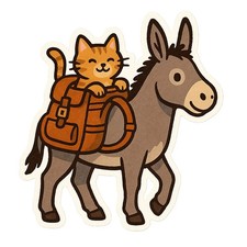 Donkey with cat 9x9 cm car