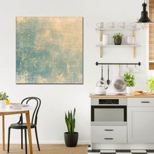 banjado Glas Wandbild quadratisch Wohnzimmer Küche Büro Motiv Patina Grün
