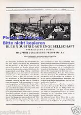 Bleiindustrie AG Freiberg XL Reklame & Historie von 1926 Jung Lindig Blei Fabrik