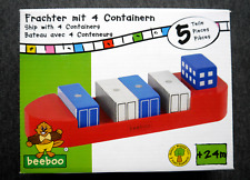 Frachter mit 4 Container für Holz-Eisenbahn Beeboo 0023847 ab 2Jahre ovp Vessel