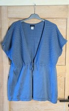 Mia Linea ♥ Strick-Überwurf Jacke Tunika Cardigan 52/54*blau*Bändchen*A-Form