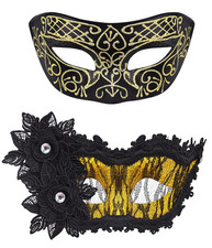 2 Stück Venezianische Maske Paar Maskerade für Halloween Karneval