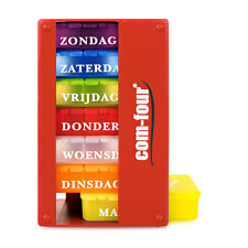 1x Medikamentendosierer auf NIEDERLÄNDISCH, Medikamenten-Box für 7 Tage, rot