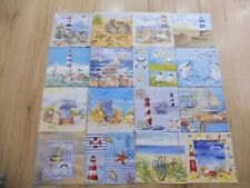 3 Servietten -Verschiedene Motive - Maritim - Leuchtturm/Strandkorb/Meer/Seehund