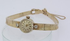♦ MOVADO Damen Armbanduhr in 14 kt 14k 585 er Gelbgold mit Brillanten Handaufzug