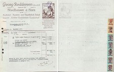 NORDHAUSEN, Rechnung 1923, Kautabak-Fabrik Georg Reddersen